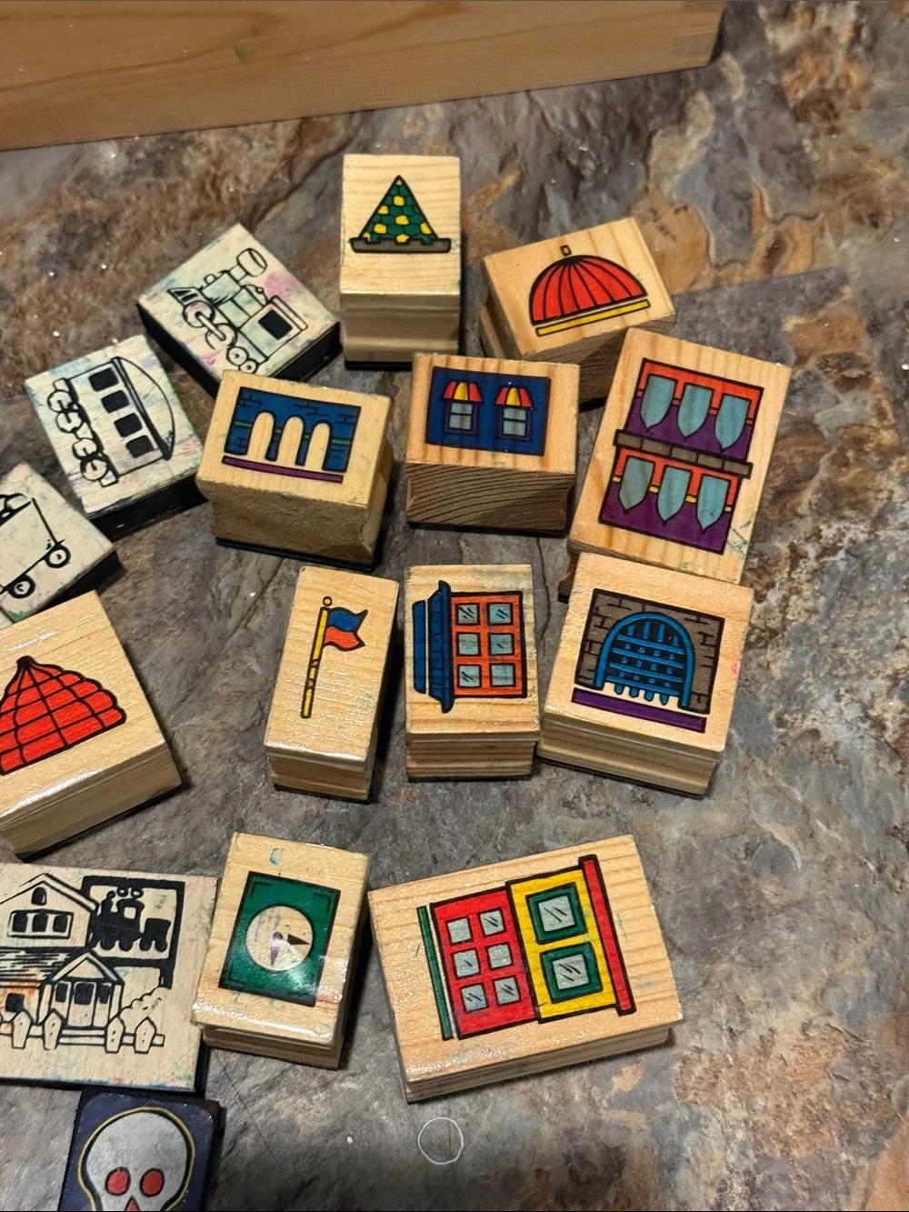 Shure Artful Architecture Wooden Stamp Set - total of 28 stamps.